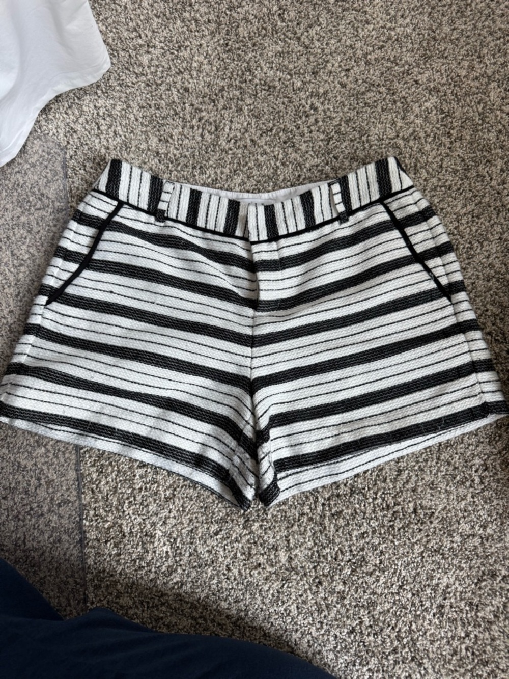 Elle Black and White Striped High-Waist Shorts